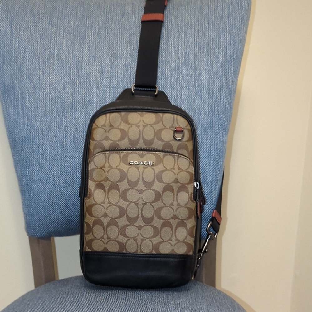 Coach Brown and Black Belt Bag with Iconic Design